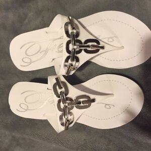 Chic White and Silver Women's Sandals